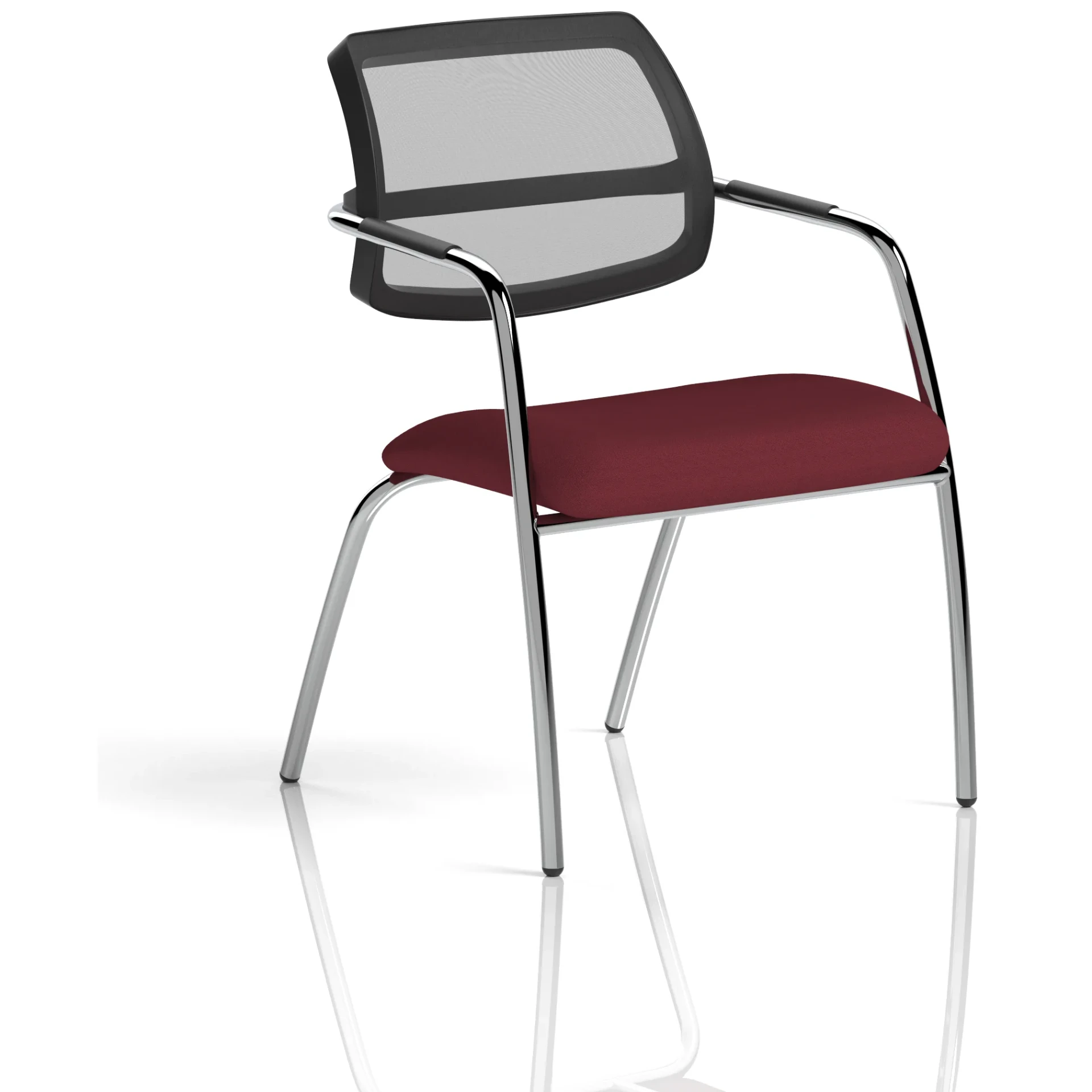 Swift Curved Mesh Back Straight Leg Visitor Chair with Arms