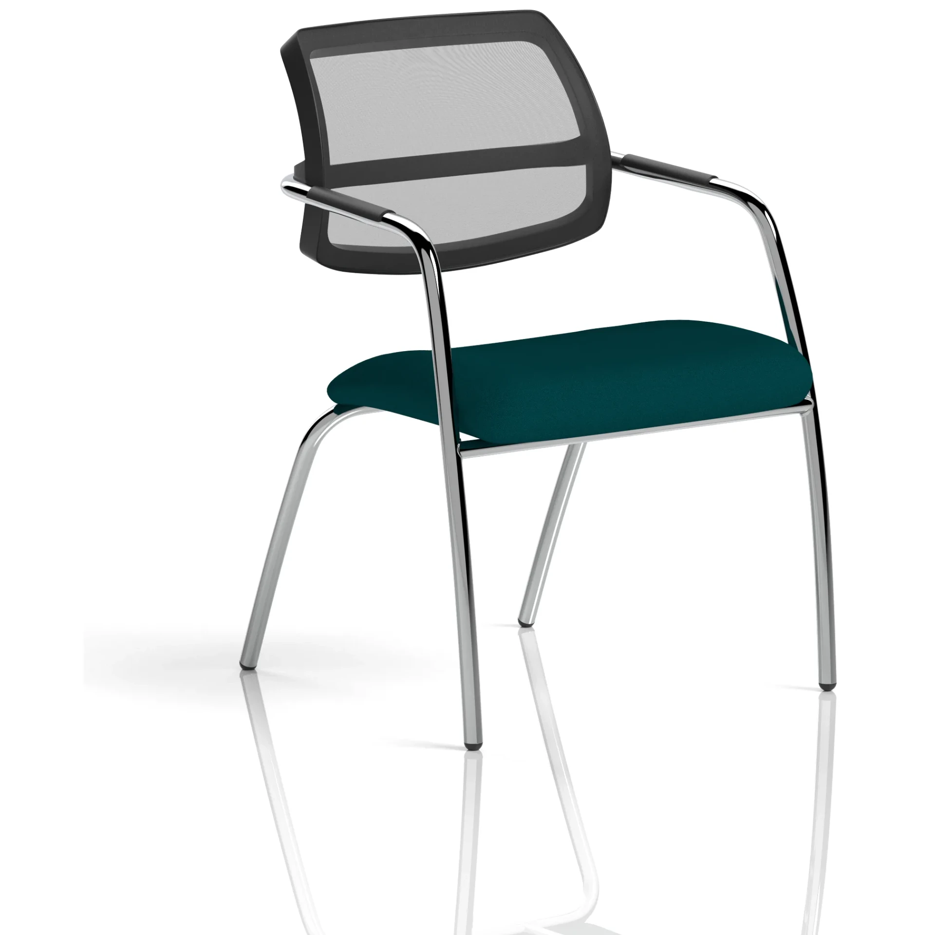 Swift Curved Mesh Back Straight Leg Visitor Chair with Arms