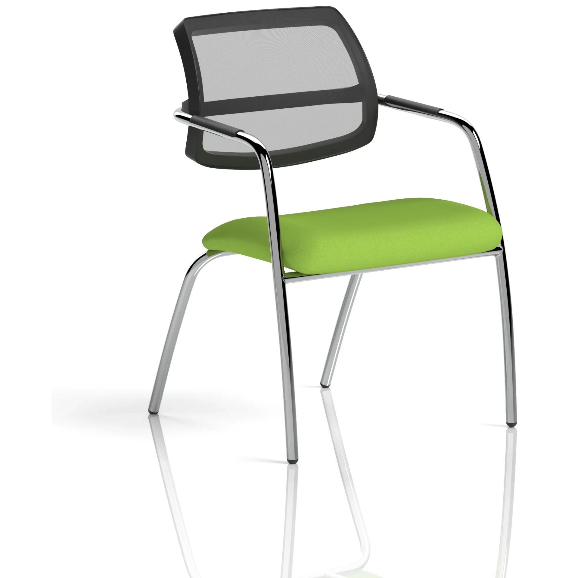 Swift Curved Mesh Back Straight Leg Visitor Chair with Arms