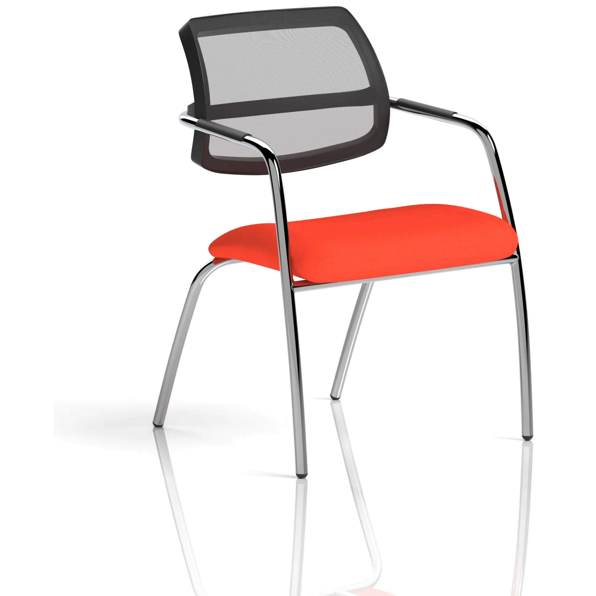 Swift Curved Mesh Back Straight Leg Visitor Chair with Arms