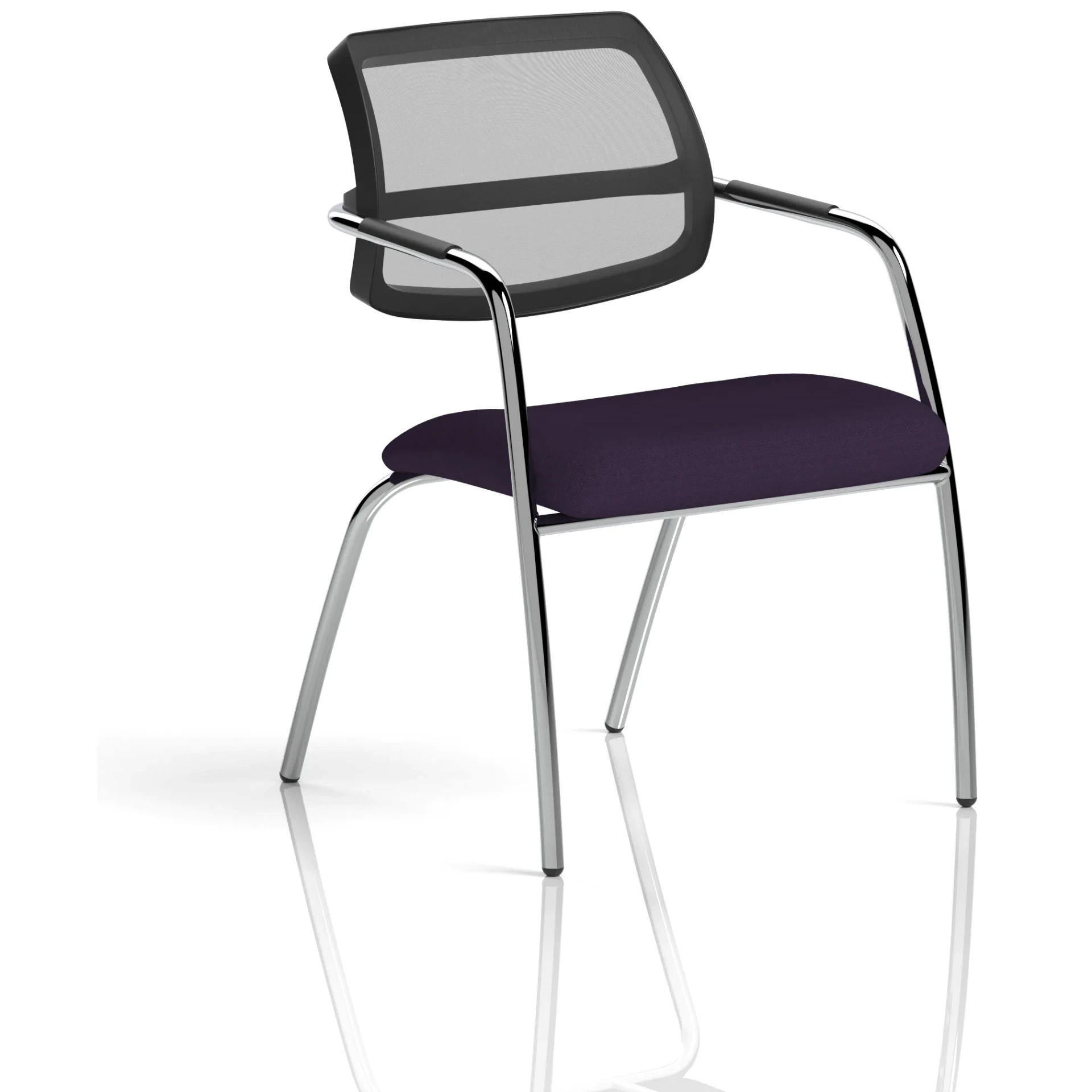 Swift Curved Mesh Back Straight Leg Visitor Chair with Arms