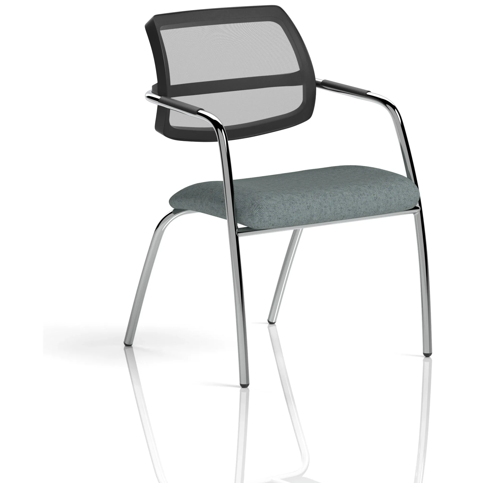 Swift Curved Mesh Back Straight Leg Visitor Chair with Arms