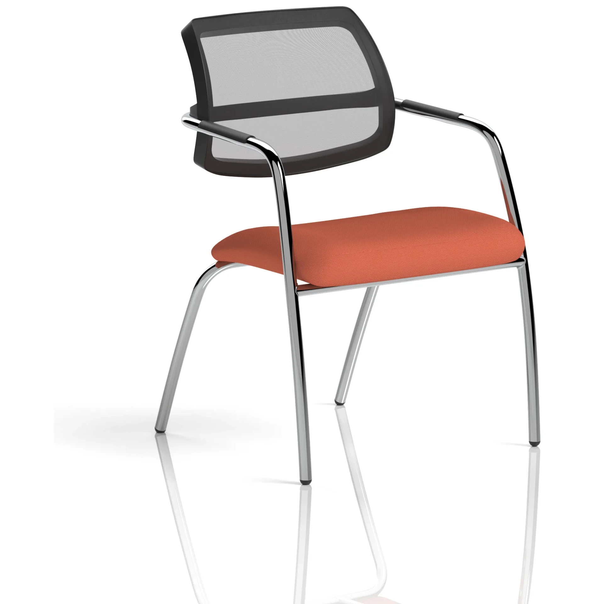 Swift Curved Mesh Back Straight Leg Visitor Chair with Arms