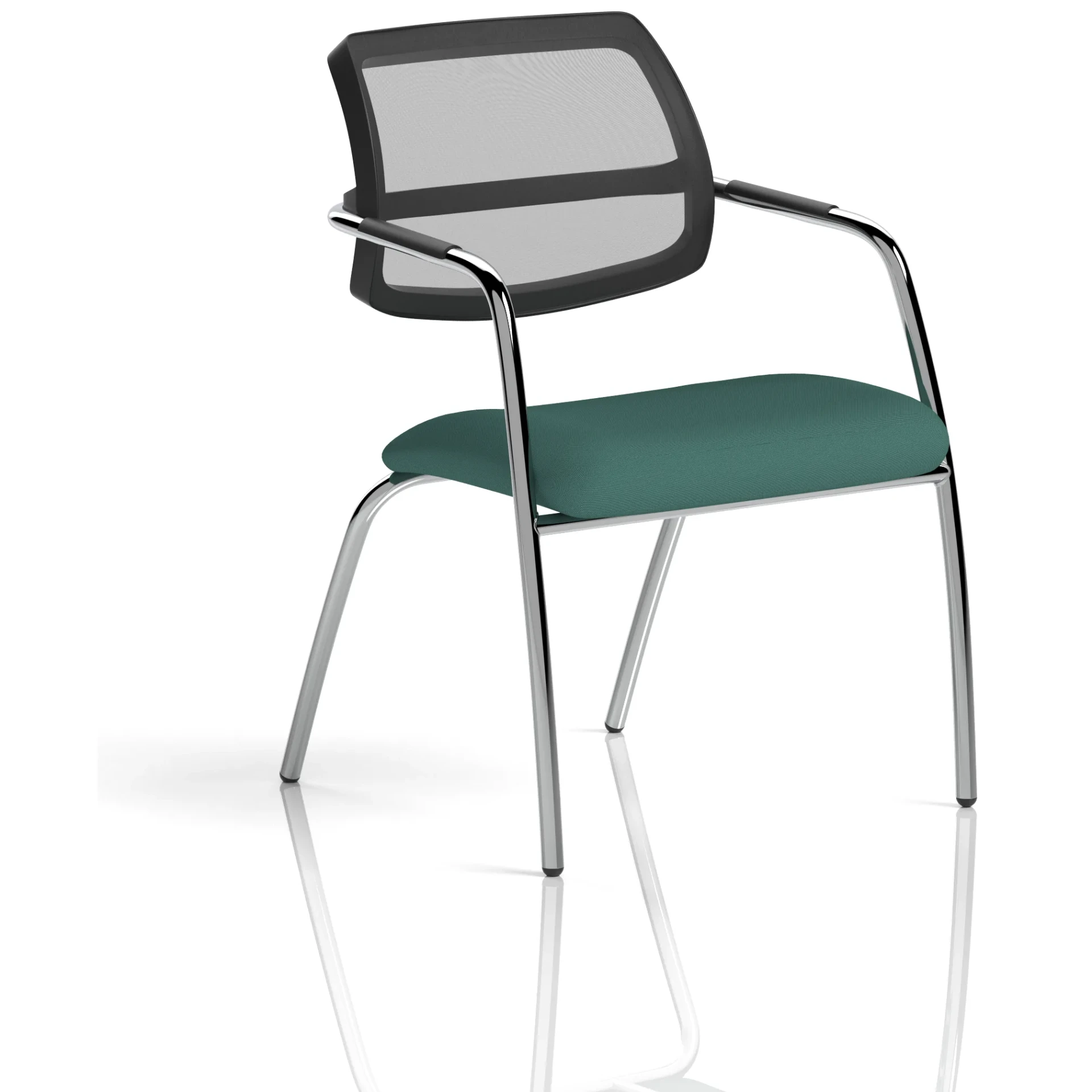 Swift Curved Mesh Back Straight Leg Visitor Chair with Arms