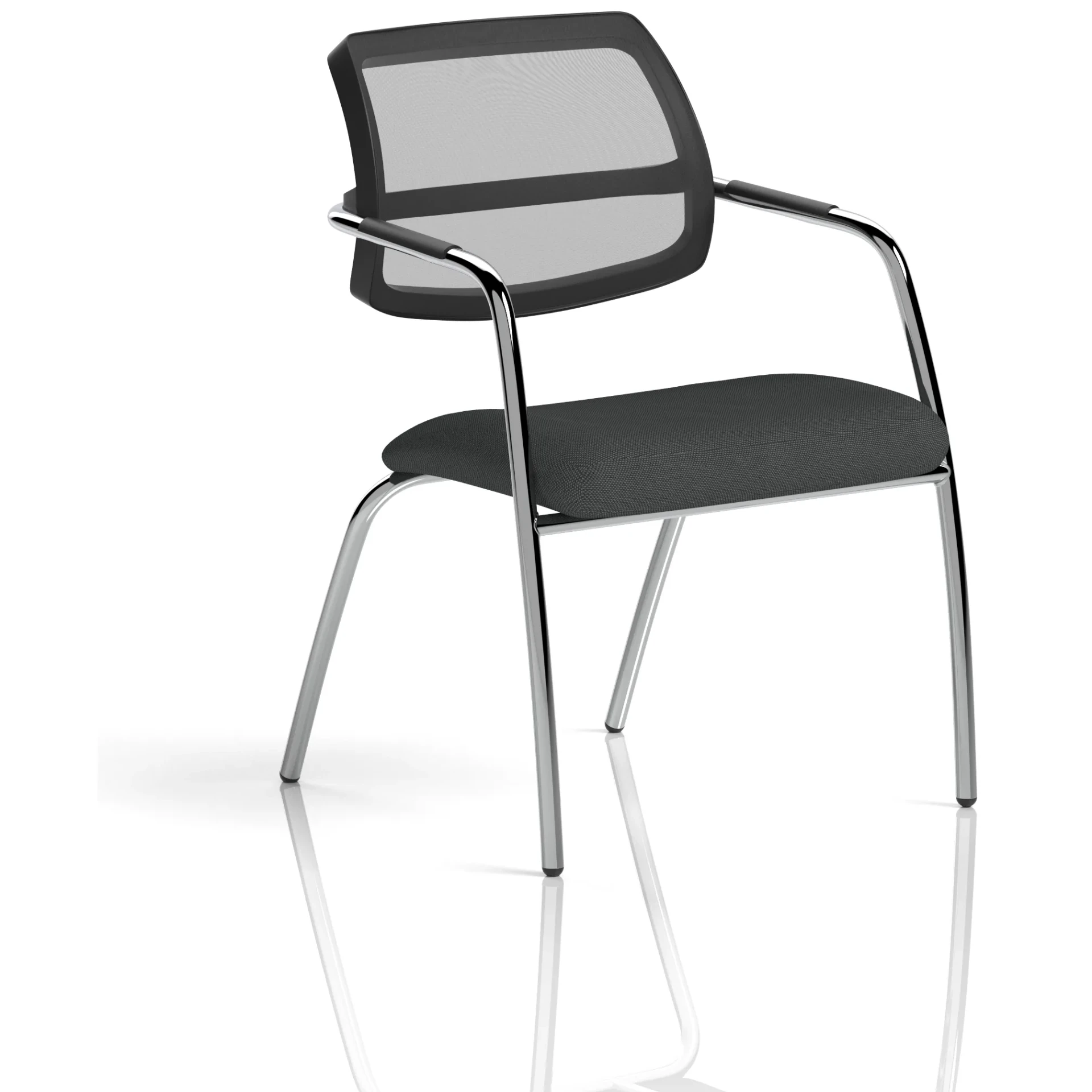 Swift Curved Mesh Back Straight Leg Visitor Chair with Arms