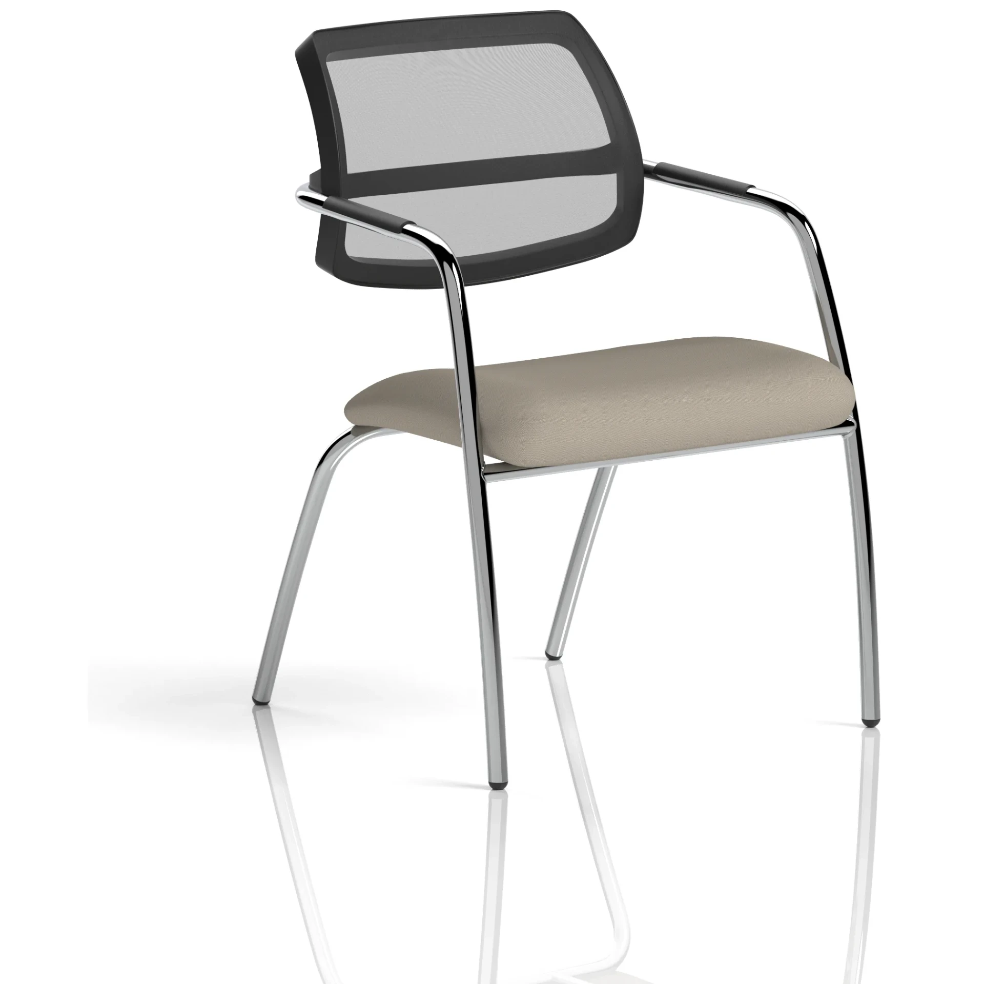 Swift Curved Mesh Back Straight Leg Visitor Chair with Arms