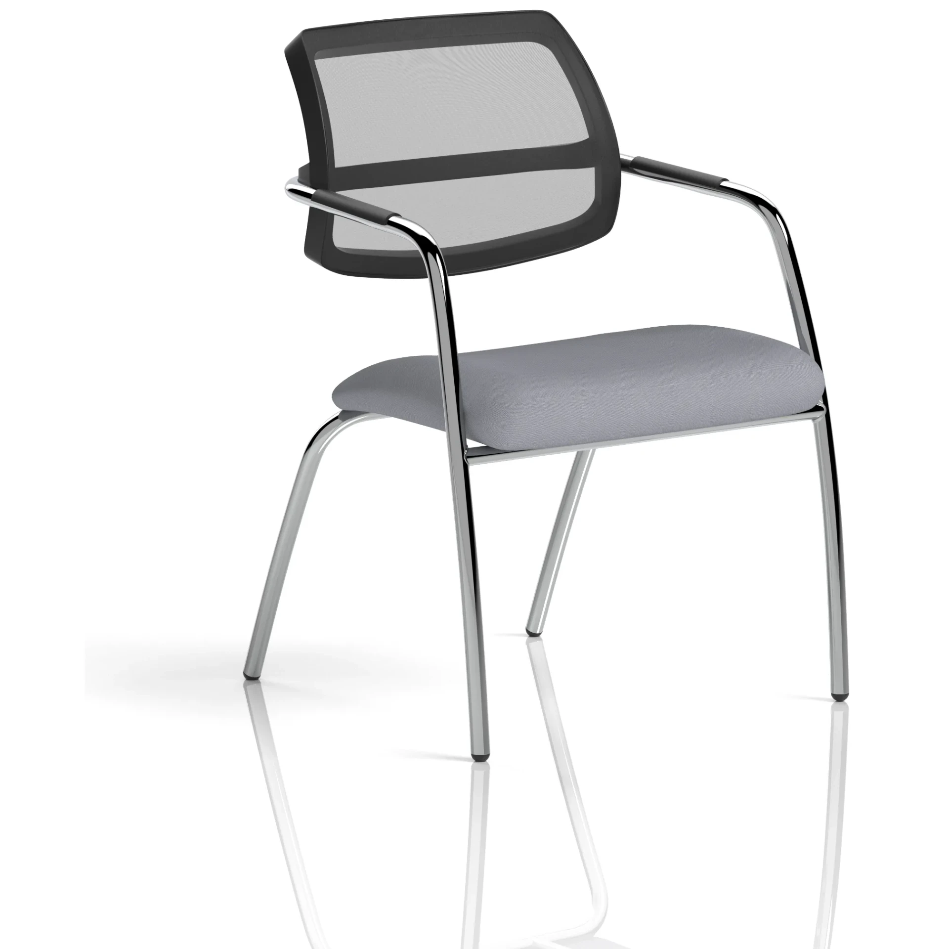 Swift Curved Mesh Back Straight Leg Visitor Chair with Arms