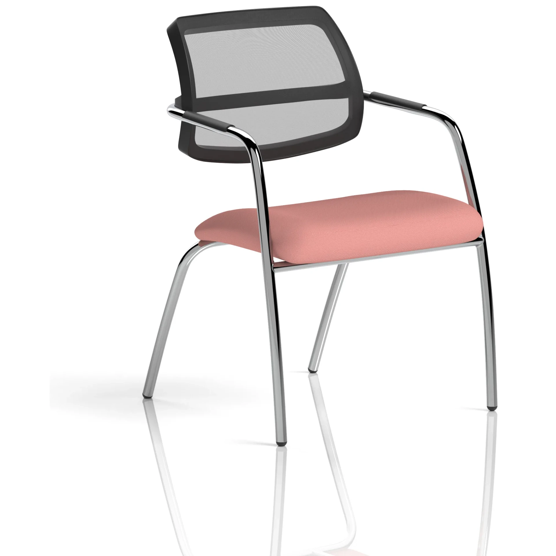 Swift Curved Mesh Back Straight Leg Visitor Chair with Arms