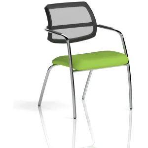 Swift Curved Mesh Back Straight Leg Visitor Chair with Arms