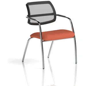 Swift Curved Mesh Back Straight Leg Visitor Chair with Arms