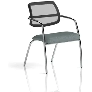 Swift Curved Mesh Back Straight Leg Visitor Chair with Arms