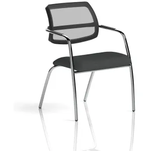 Swift Curved Mesh Back Straight Leg Visitor Chair with Arms