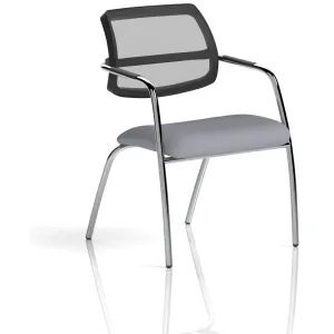Swift Curved Mesh Back Straight Leg Visitor Chair with Arms