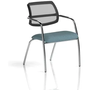 Swift Curved Mesh Back Straight Leg Visitor Chair with Arms