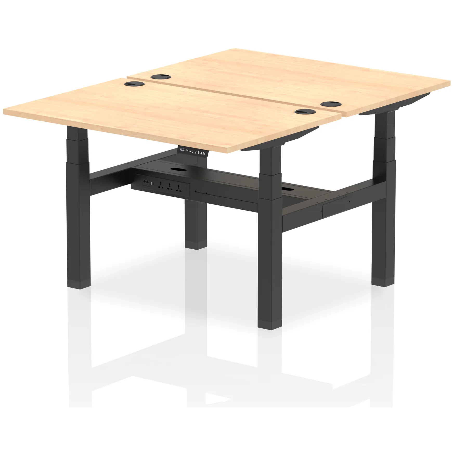 Air Back-to-Back Height Adjustable Bench Desk - black frame