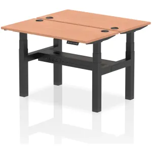 Air Back-to-Back Height Adjustable Bench Desk Black Frame - 120cm / 60cm / 2 Person / Beech