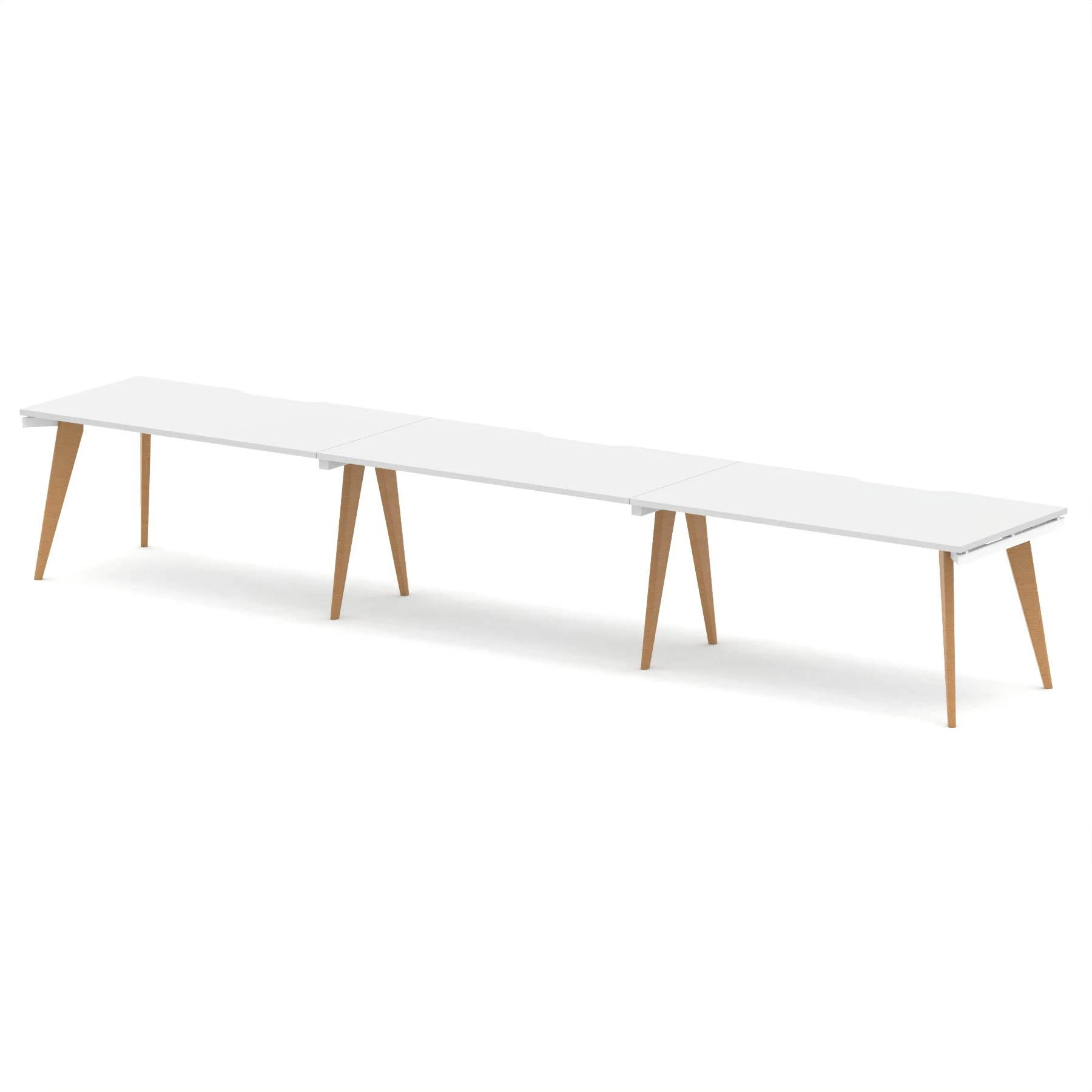 Oslo Single Row White Bench Desk Workstation for 2 or 3 People