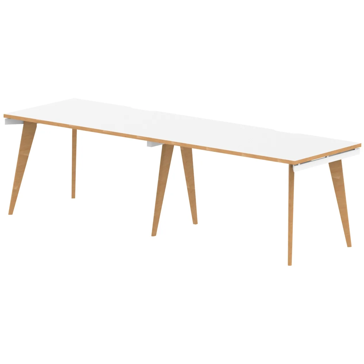 Oslo Single Row White Bench Desk Workstation for 2 or 3 People