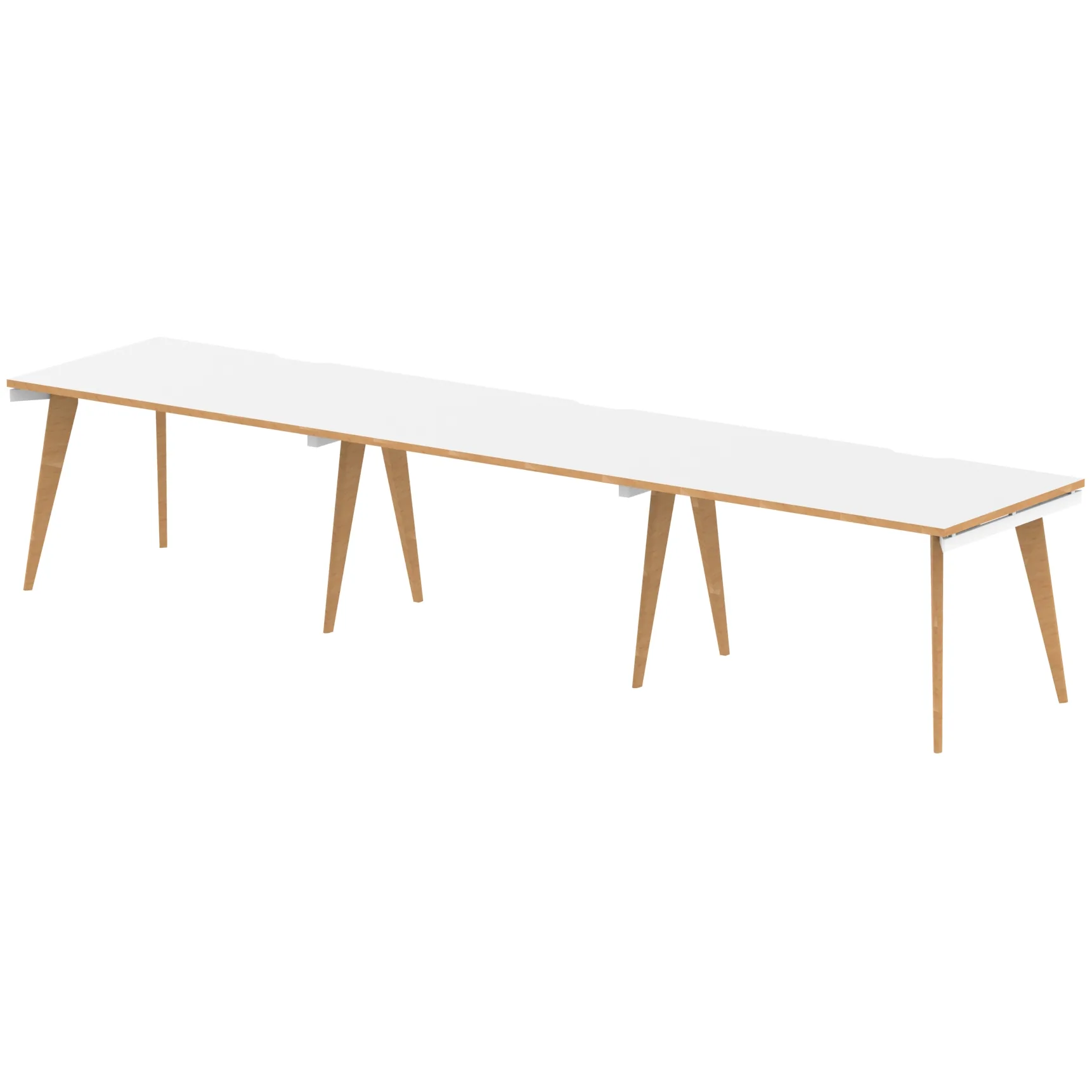Oslo Single Row White Bench Desk Workstation for 2 or 3 People