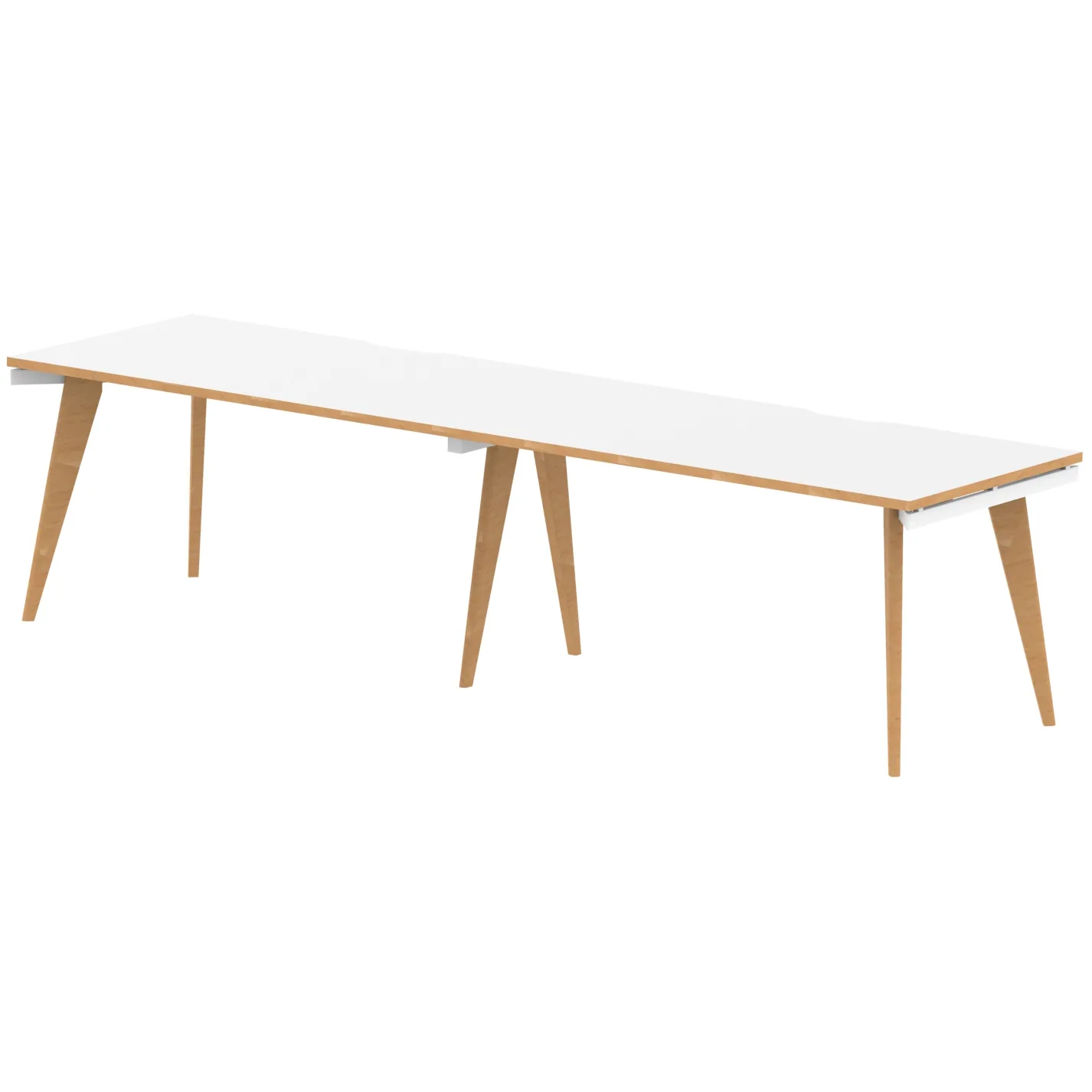 Oslo Single Row White Bench Desk Workstation for 2 or 3 People