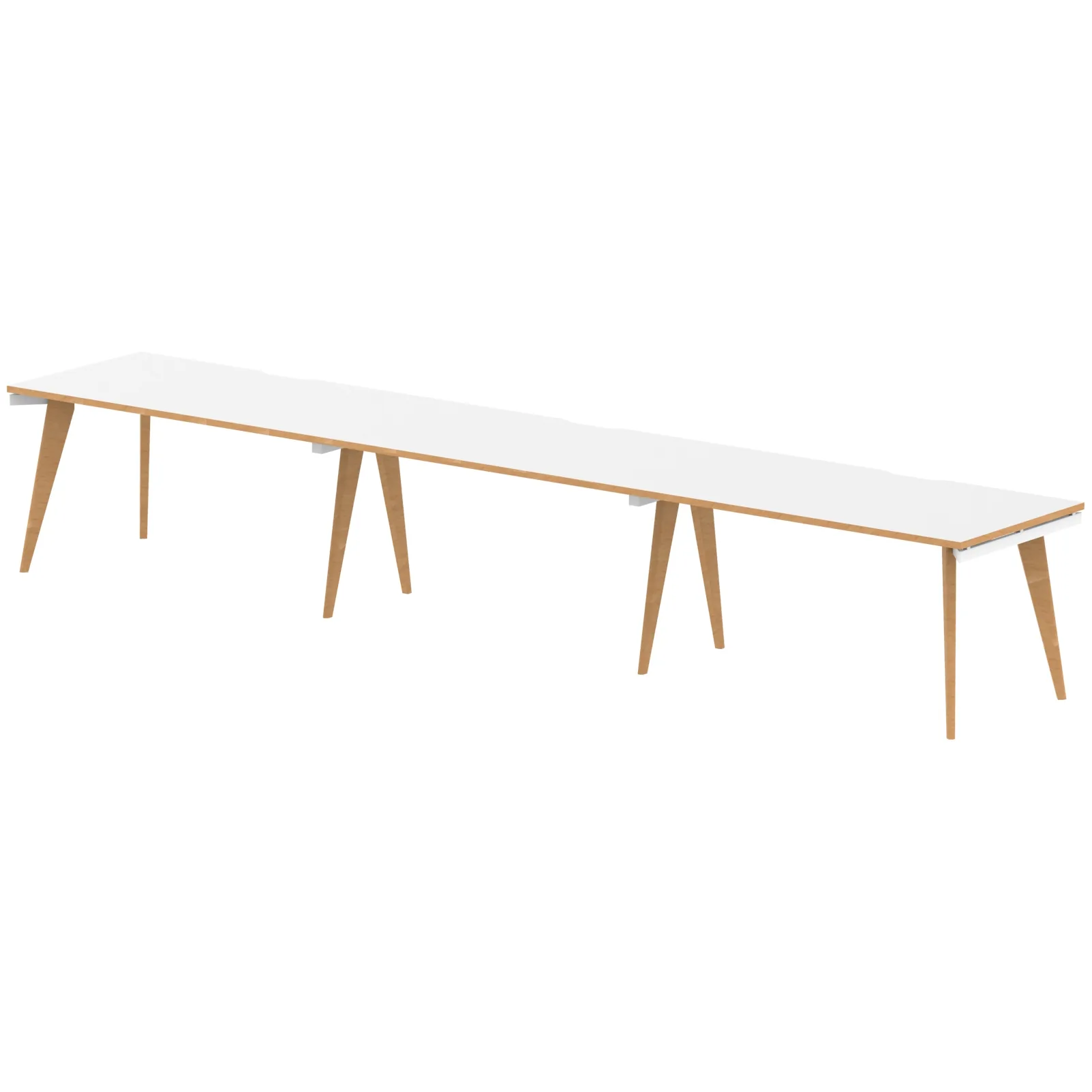 Oslo Single Row White Bench Desk Workstation for 2 or 3 People