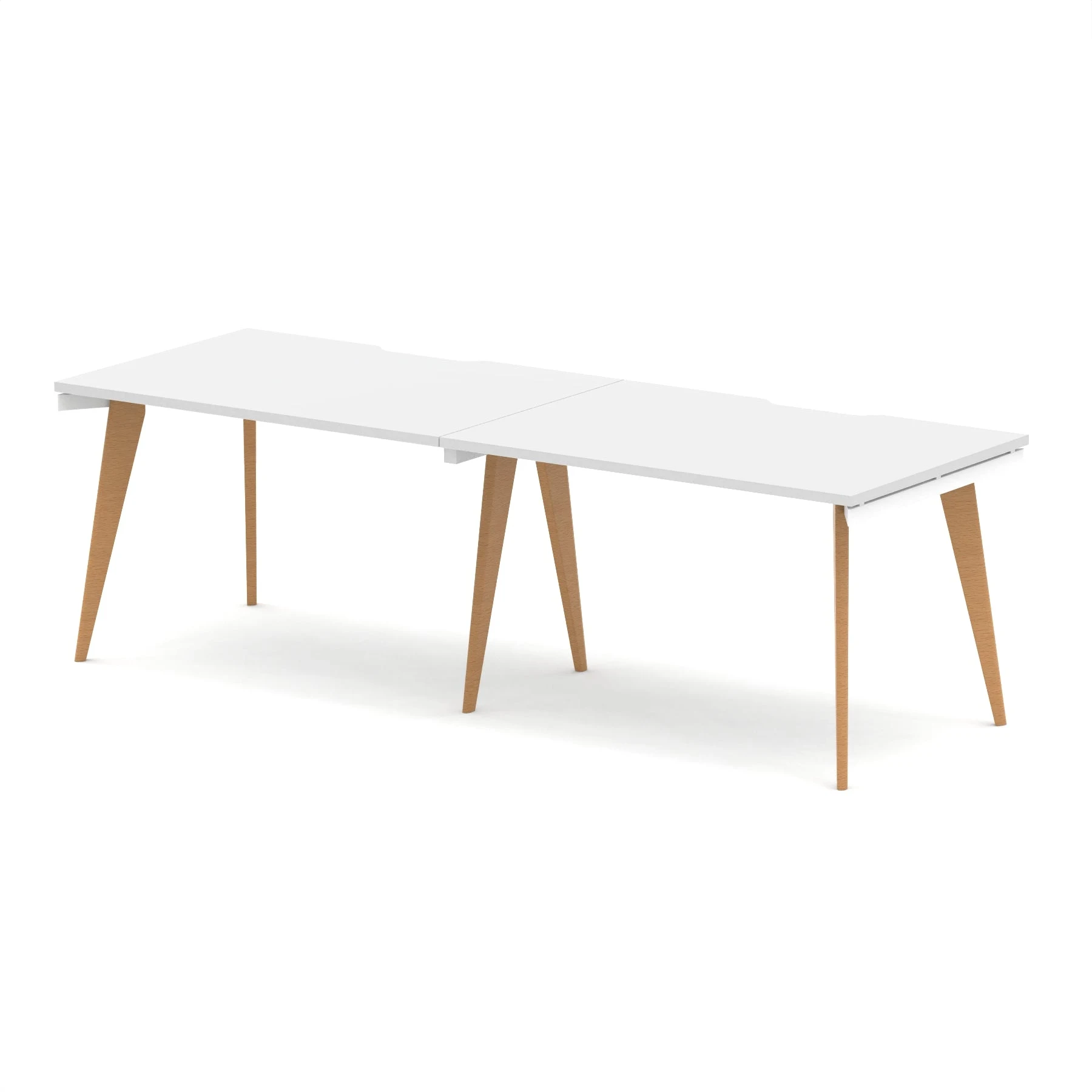 Oslo Single Row White Bench Desk Workstation for 2 or 3 People