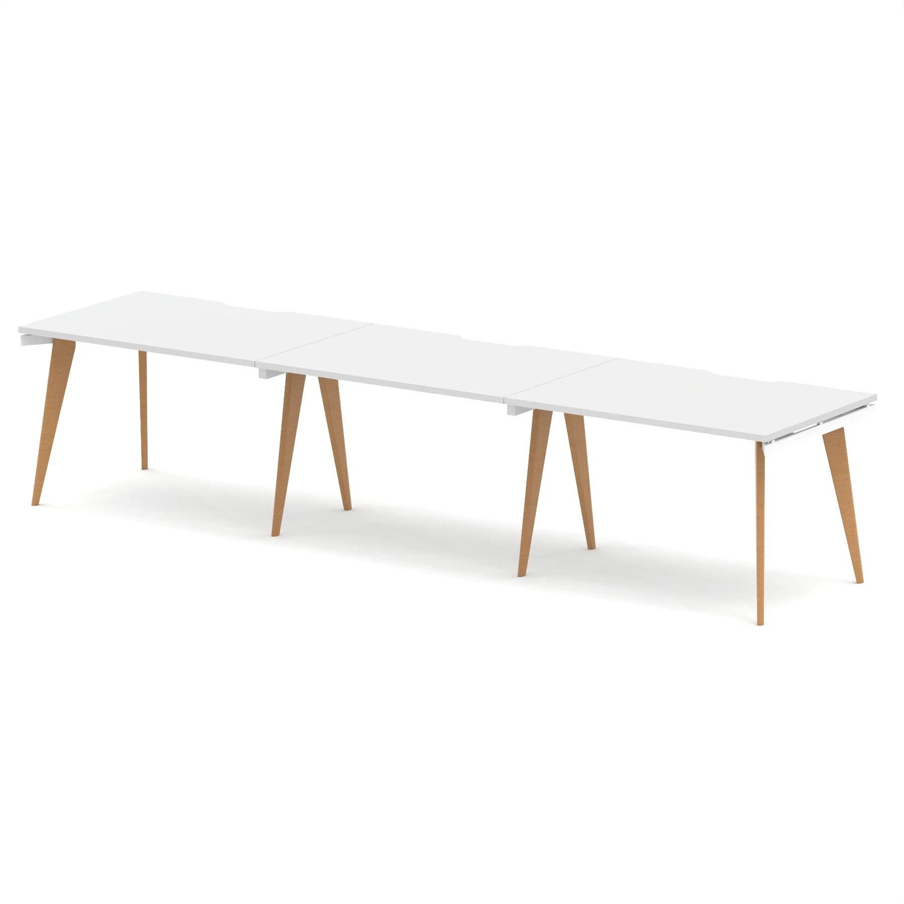 Oslo Single Row White Bench Desk Workstation for 2 or 3 People