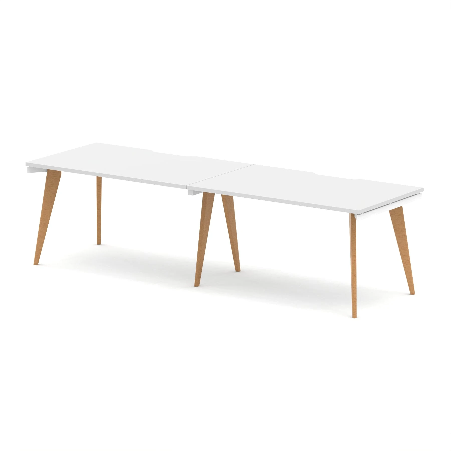 Oslo Single Row White Bench Desk Workstation for 2 or 3 People