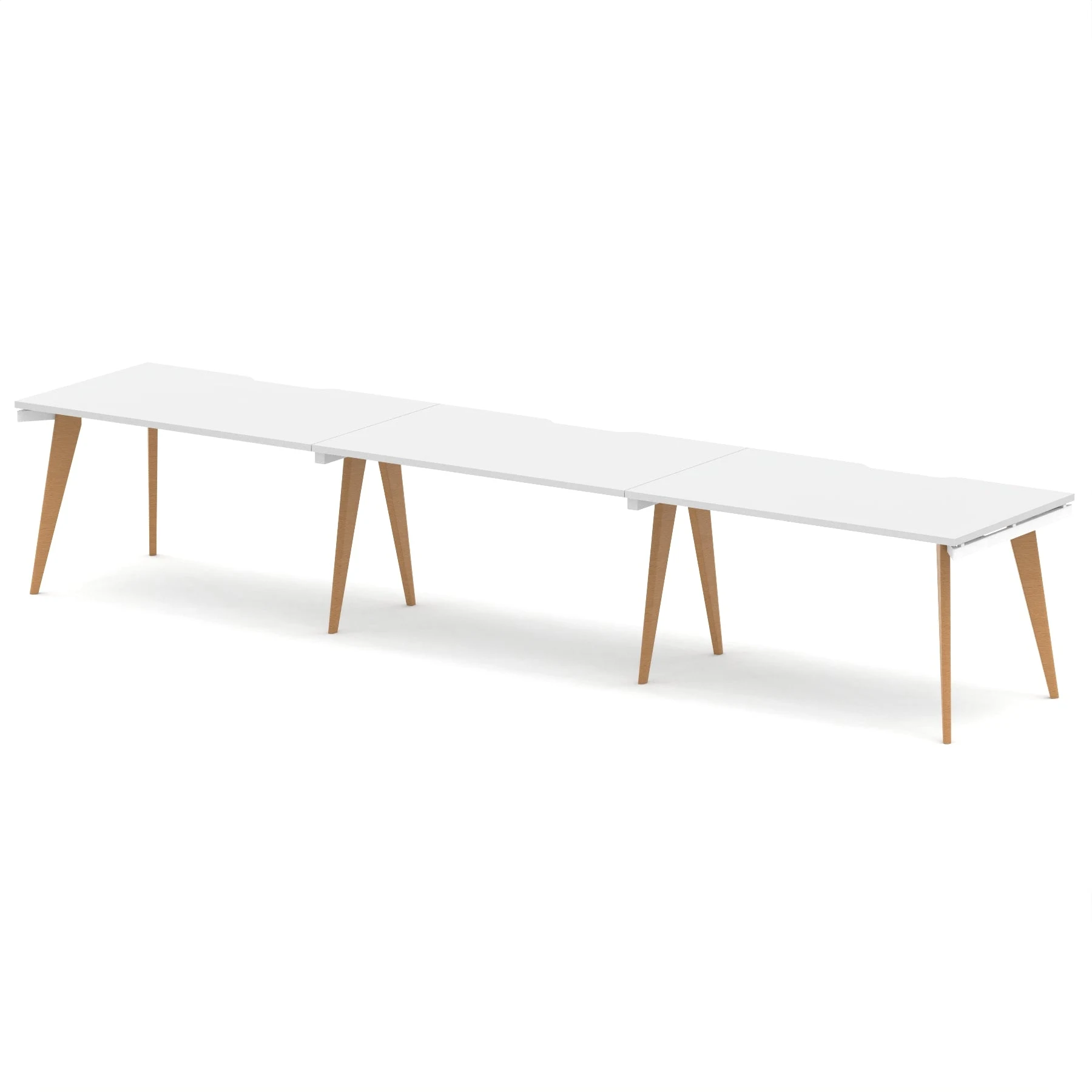 Oslo Single Row White Bench Desk Workstation for 2 or 3 People