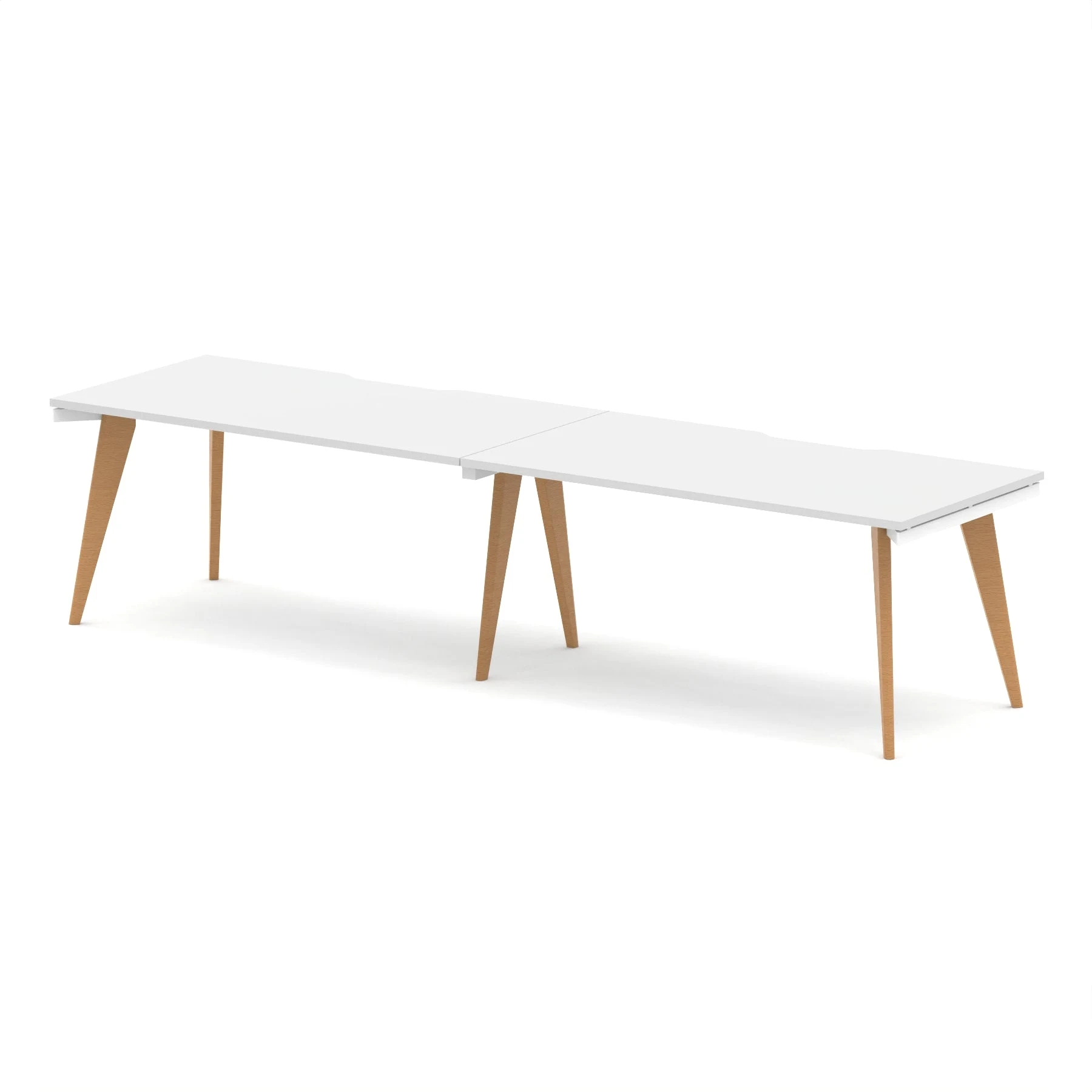 Oslo Single Row White Bench Desk Workstation for 2 or 3 People