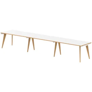 Oslo Single Row White Bench Desk Workstation for 2 or 3 People