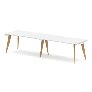 Oslo Single Row White Bench Desk Workstation for 2 or 3 People