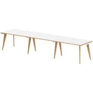 Oslo Single Row White Bench Desk Workstation for 2 or 3 People