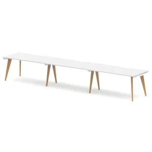 Oslo Single Row White Bench Desk Workstation for 2 or 3 People