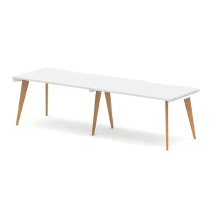 Oslo Single Row White Bench Desk Workstation for 2 or 3 People