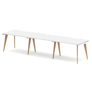 Oslo Single Row White Bench Desk Workstation for 2 or 3 People