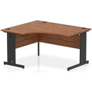 Impulse Crescent Desk Cable Managed Leg - 140cm / Left Crescent / Walnut / Black