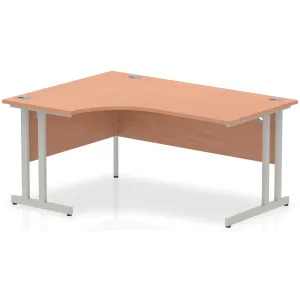Impulse Crescent Desk Cantilever Leg - 160cm / Left Crescent / Beech / Silver
