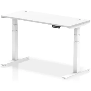 Air Height Adjustable Desk With Cable Ports - 140cm / 60cm / White / White
