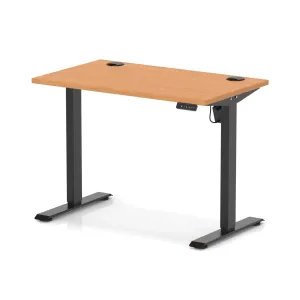 Air Lite Height Adjustable Desk With Cable Ports - 100cm / 60cm / Beech / Black
