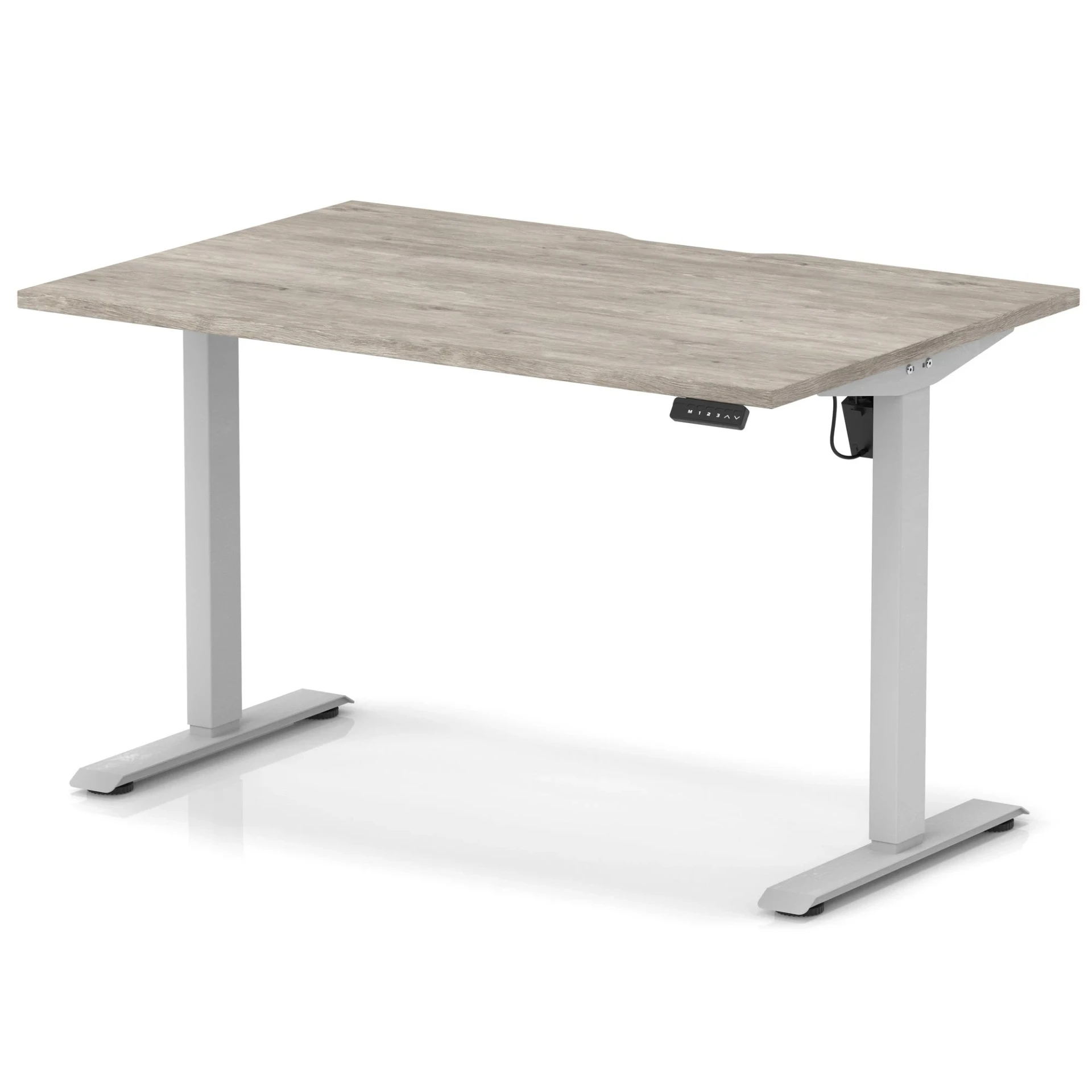 Air Lite Height Adjustable Desk With Scalloped Edge - 120cm / Grey Oak / Silver