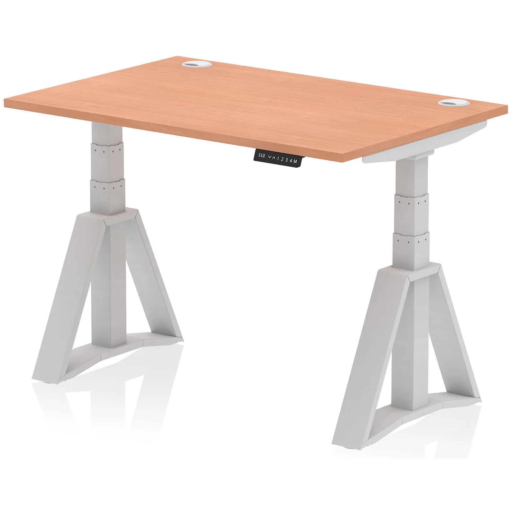 Air Height Adjustable Desk With Piste Foot - with cable ports, without modesty panel