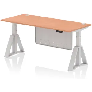 Air Height Adjustable Desk With Piste Foot - with cable ports and steel modesty panel