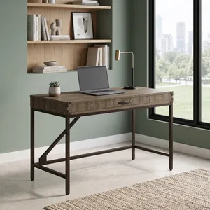 Chester Boutique Dark Oak Rectangular Home Office Desk with Drawer Storage