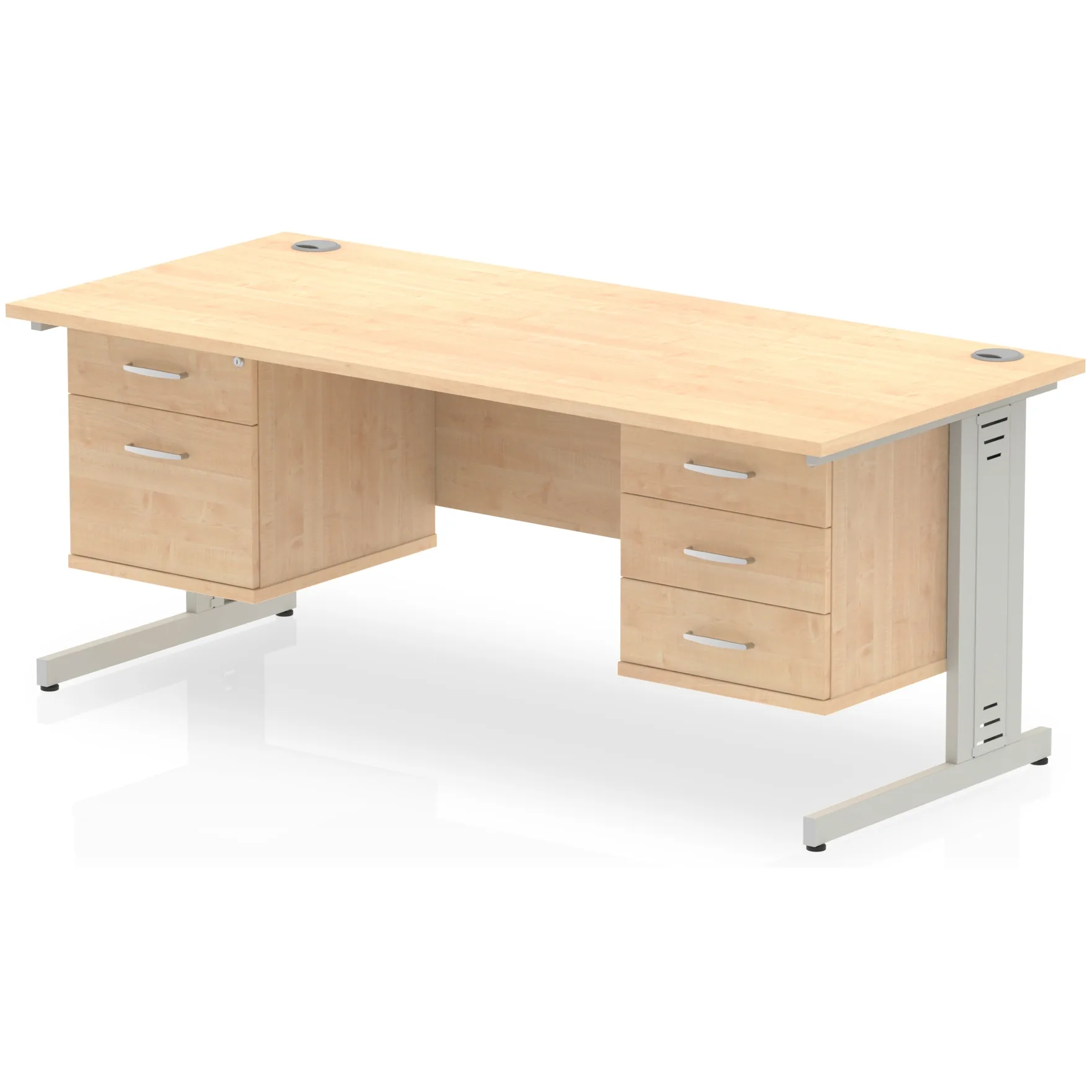 Impulse Cable Managed Rectangular Office Desk with Storage