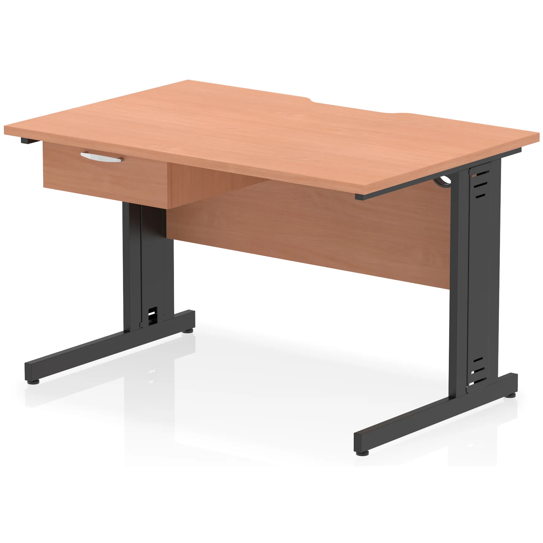 Impulse Cable Managed Scalloped Rectangular Desk with Storage