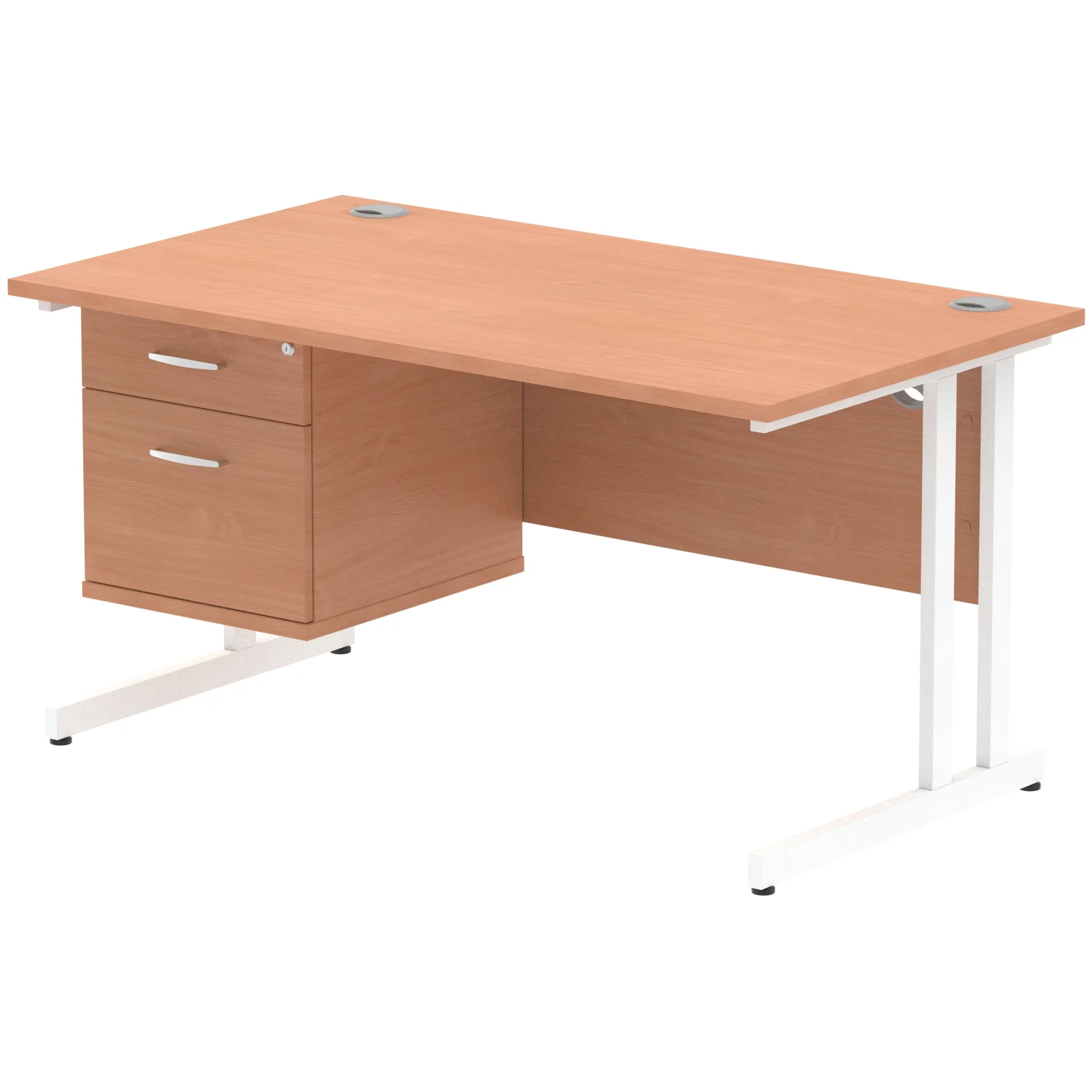 Impulse Cantilever Rectangular Office Desk with Storage