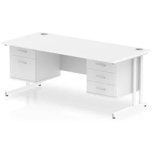 Impulse Cantilever Rectangular Office Desk with Storage