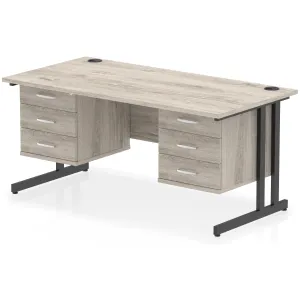 Impulse Cantilever Rectangular Office Desk with Storage