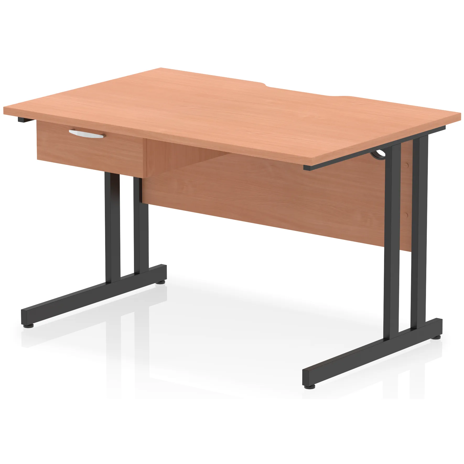 Impulse Cantilever Scalloped Rectangular Desk with Storage